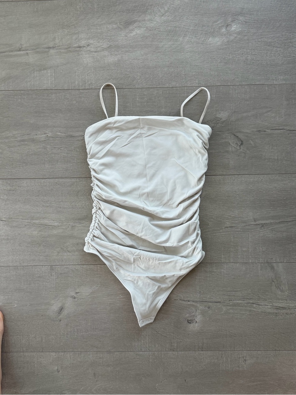 Aritzia Cream Contour Ruched Bodysuit